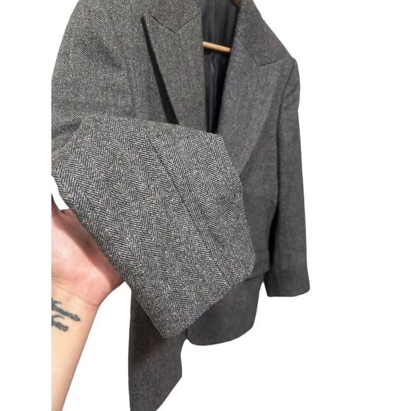 Studio Suits Handcrafted Gray Twead Wool Blend Blazer Silk Hankerchief Size 38 - Picture 4 of 14